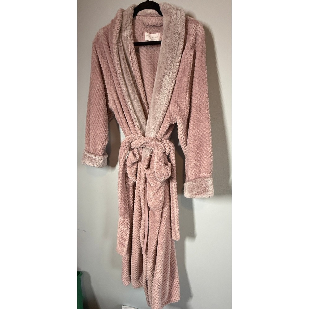 Carole Hochman Women Robe XL Pink Plush Fleece Belted Pockets Soft Cozy Plush